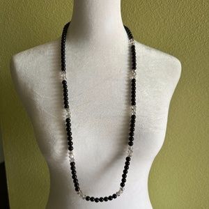 Black Beads Necklace No Brand, 19" Long